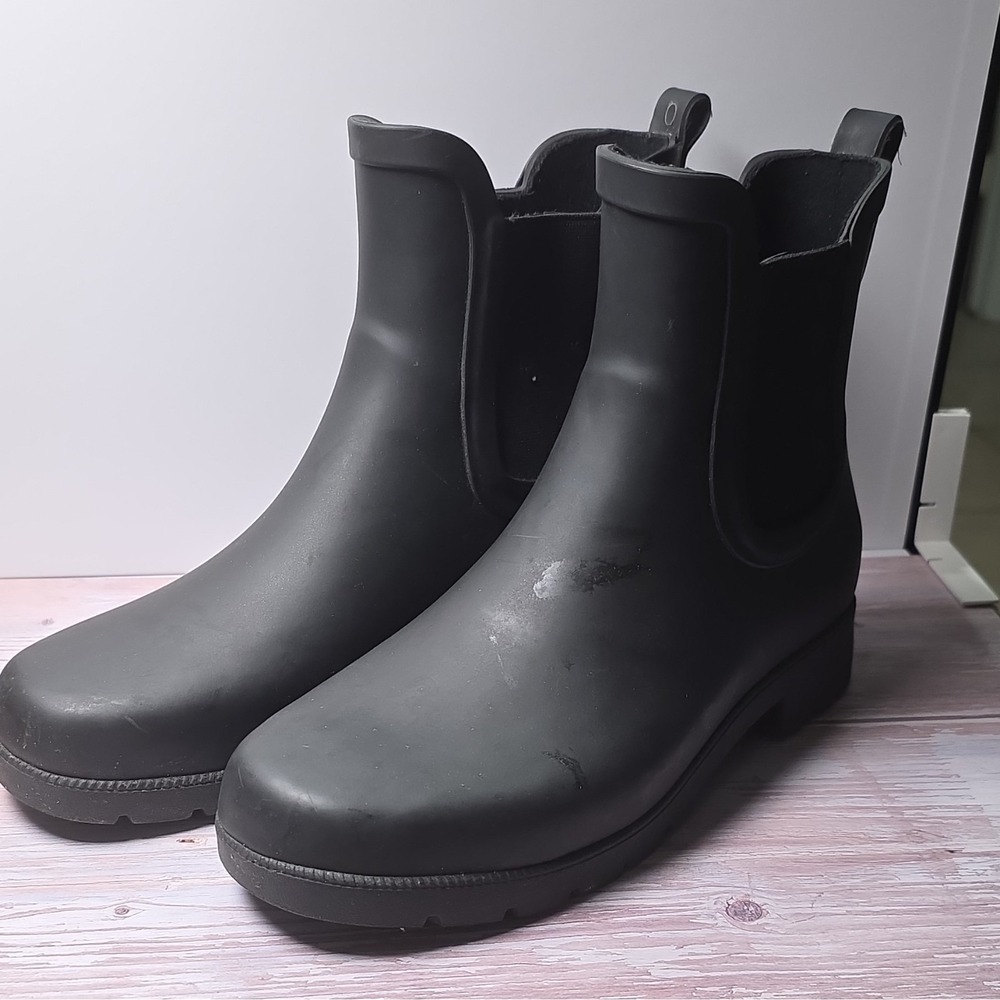 Eddie Bauer Men's Black Rubber Chelsea Ankle Boots Round Toe Slip-On US 8